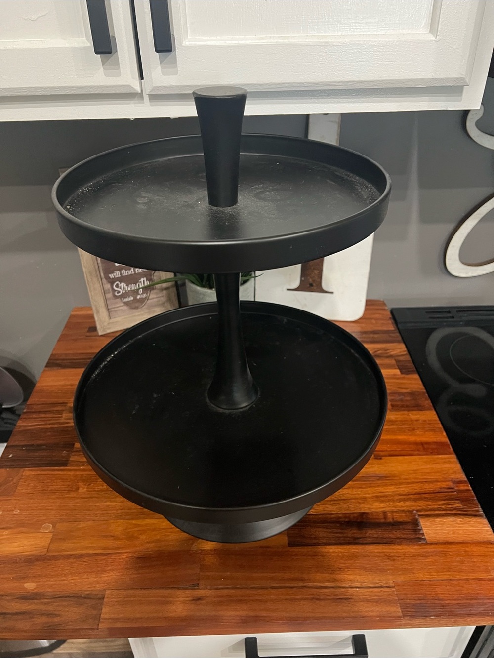Two-Tier Black Metal Serving Stand